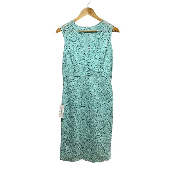 NWT Bardot Milana Lace Dress Baby Blue V-neck Fitted Sheath Women's 8 - Picture 1 of 9